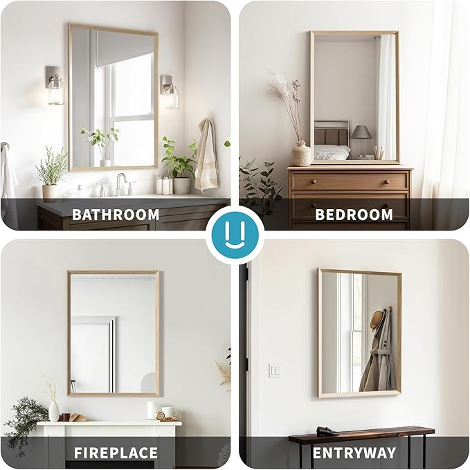 Oak Wood Effect Framed Wall Mirror, 30x40 Rectangle Mirror, Anti-desilvering - Image 8
