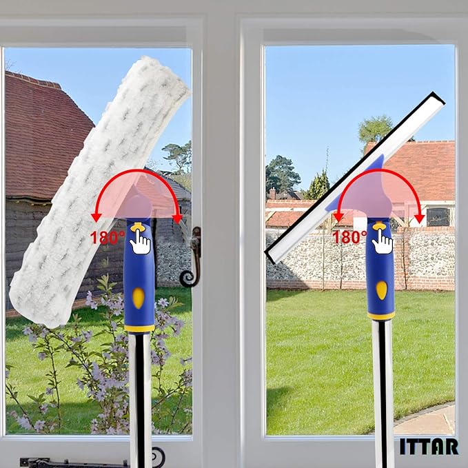 ITTAR Window Squeegee with 2 Sets Stainless Steel Pole, Squeegee Cleaning Tools - Image 4