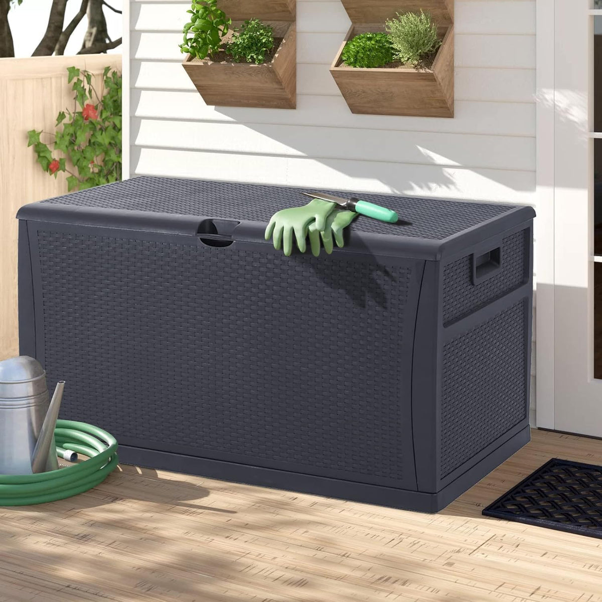 patiomore120 gallon deck storage box resin outdoor storage, main product view