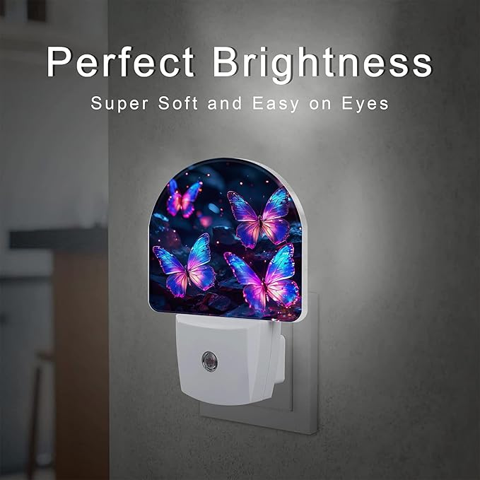 sndheke Glowing Purple Butterflies Night Light Plug into Wall, Neon Butterfly - Image 2