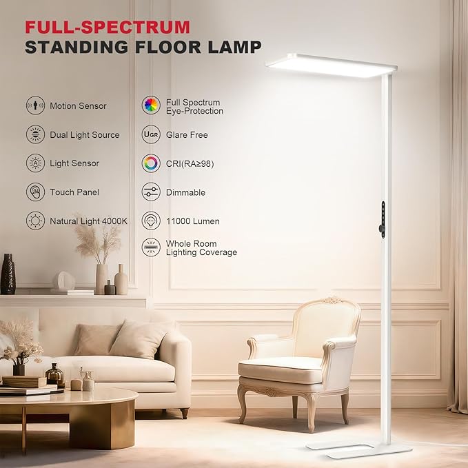 JINIU 79” Eye-Care LED Floor Lamp, Bridgelux Thrive™ Full-Spectrum Standing Lamp - Image 2