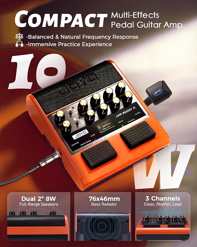 JOYO 10W Portable Guitar Practice Amp & Multi-Effects Pedal Combo Amplifier - Image 2