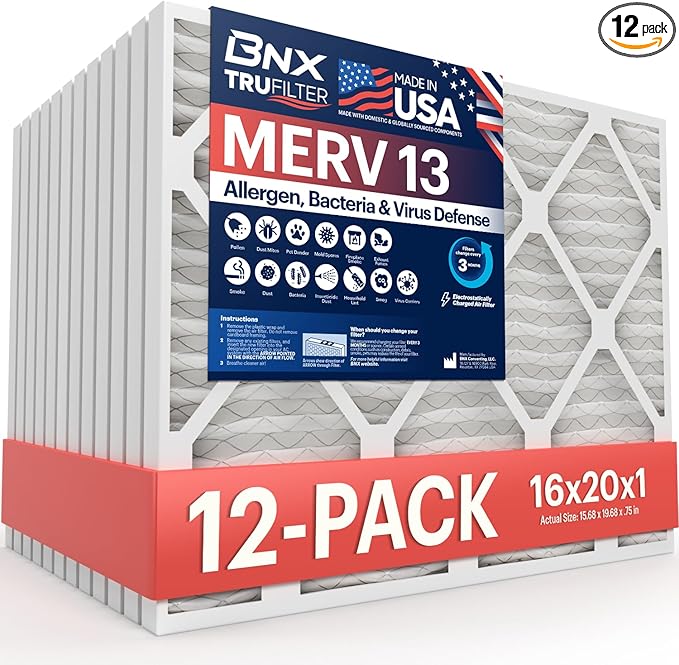 BNX TruFilter 16x20x1 MERV 13 AC Furnace Air Filter by BNX