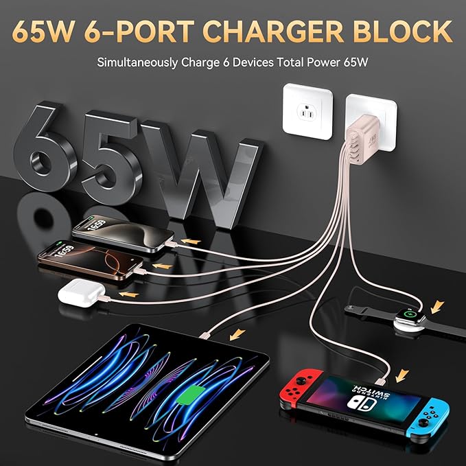 USB C Fast Charger Block, iPhone Charger Fast Charging Blocks 65W Multi Port - Image 3