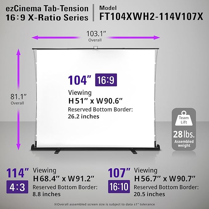Elite Screens ezCinema Tab-Tension 16:9 X-Ratio Portable Projector Screen - Image 6