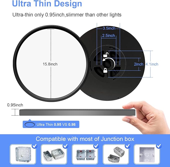 hunhun 6 Pack 16 Inch Dimmable LED Flush Mount Ceiling Light 4800LM Round Light - Image 7