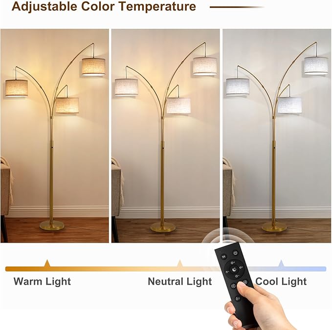 Fansdrick Gold Floor Lamps for Living Room, Super Bright Arc Floor Lamp - Image 6