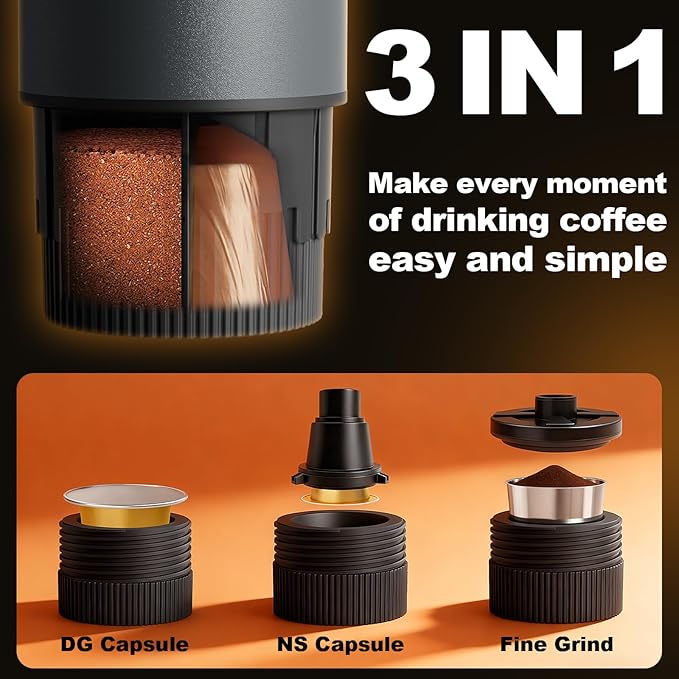 Portable Coffee Maker, 3 in 1 Electric Espresso Machine Set, Rechargeable - Image 3