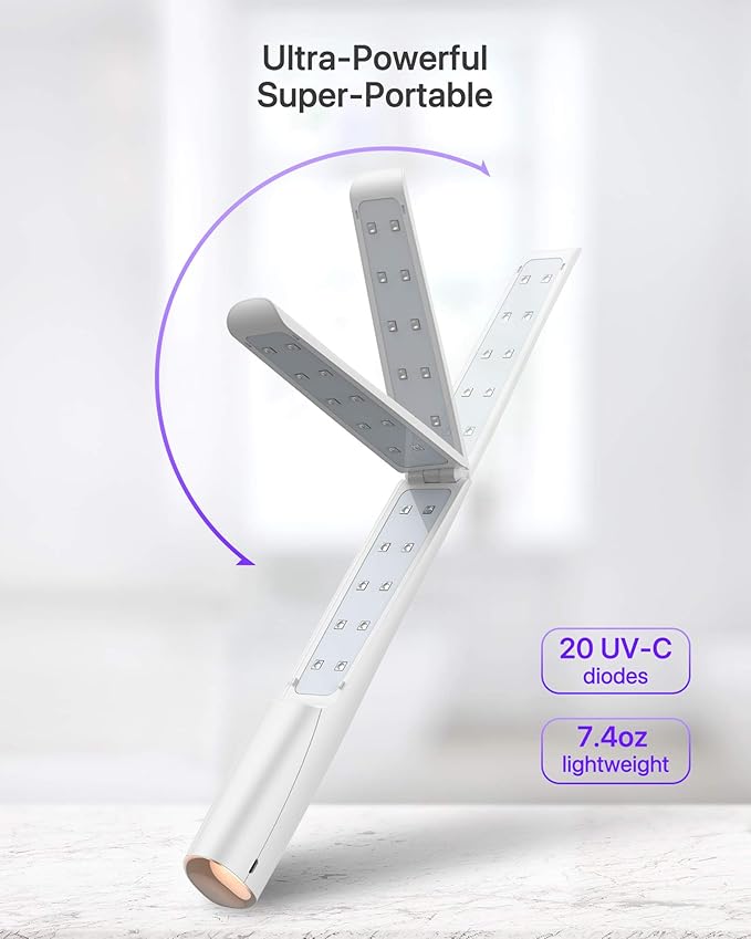 UV Light Sanitizer Wand, Portable UVC Light Disinfector Lamp Chargable Foldable - Image 2