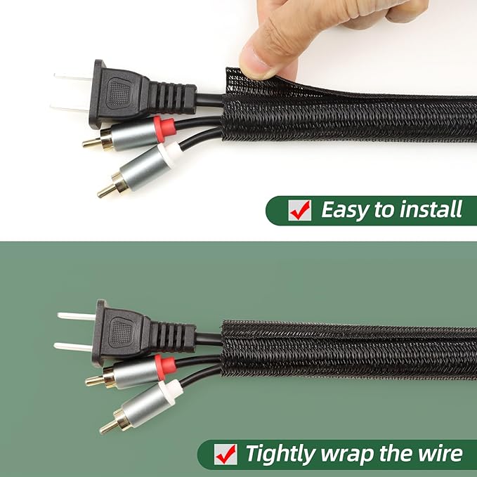 Split Wire Loom Tubing, Cable Protector Sleeve, Braided Cable Management - Image 2