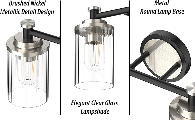 PHIXART Bathroom Lighting Fixtures Black and Brushed Nickel Bathroom Vanity - Image 6