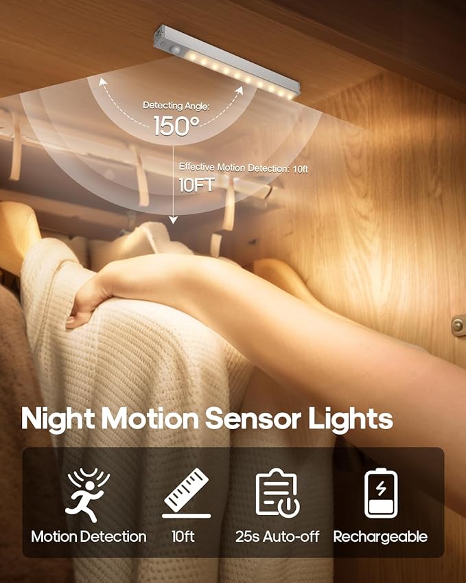 GOODEA Led Under Cabinet Lights Wireless, 7’’ Rechargeable Motion Sensor Light - Image 4