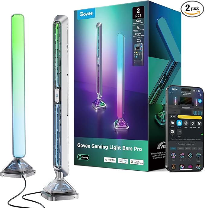 Govee Gaming Light Bars Pro, Upgraded 16-Inch Smart Triple-Sided RGBIC by Govee