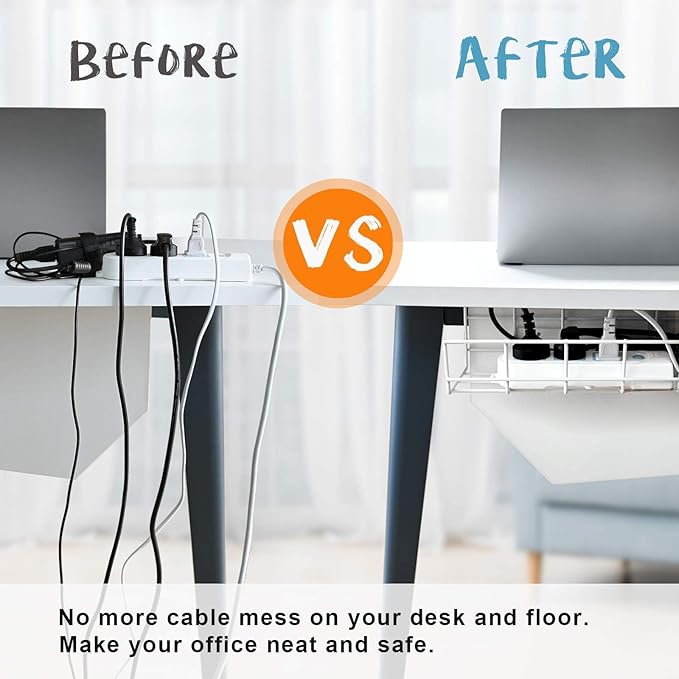 Under Desk Cable Management- 6 Pack Cord Organizer. Metal Wire Cable Management - Image 2