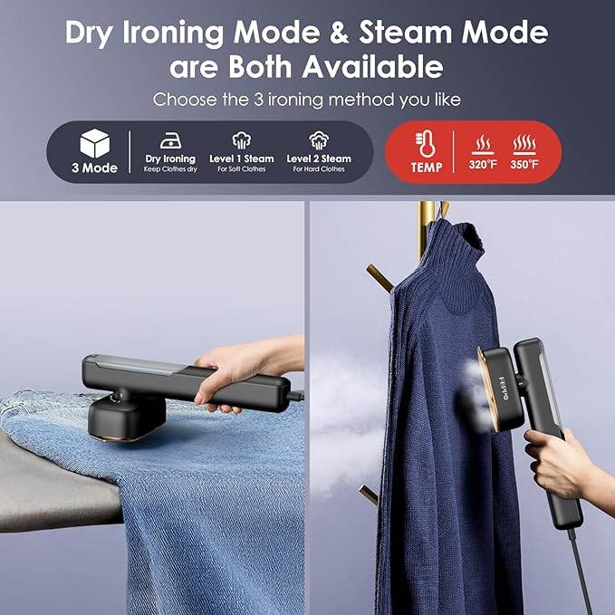 FEPPO Travel Steamer for Clothes, 110-240V Dual Voltage Portable Steamer & Iron - Image 3