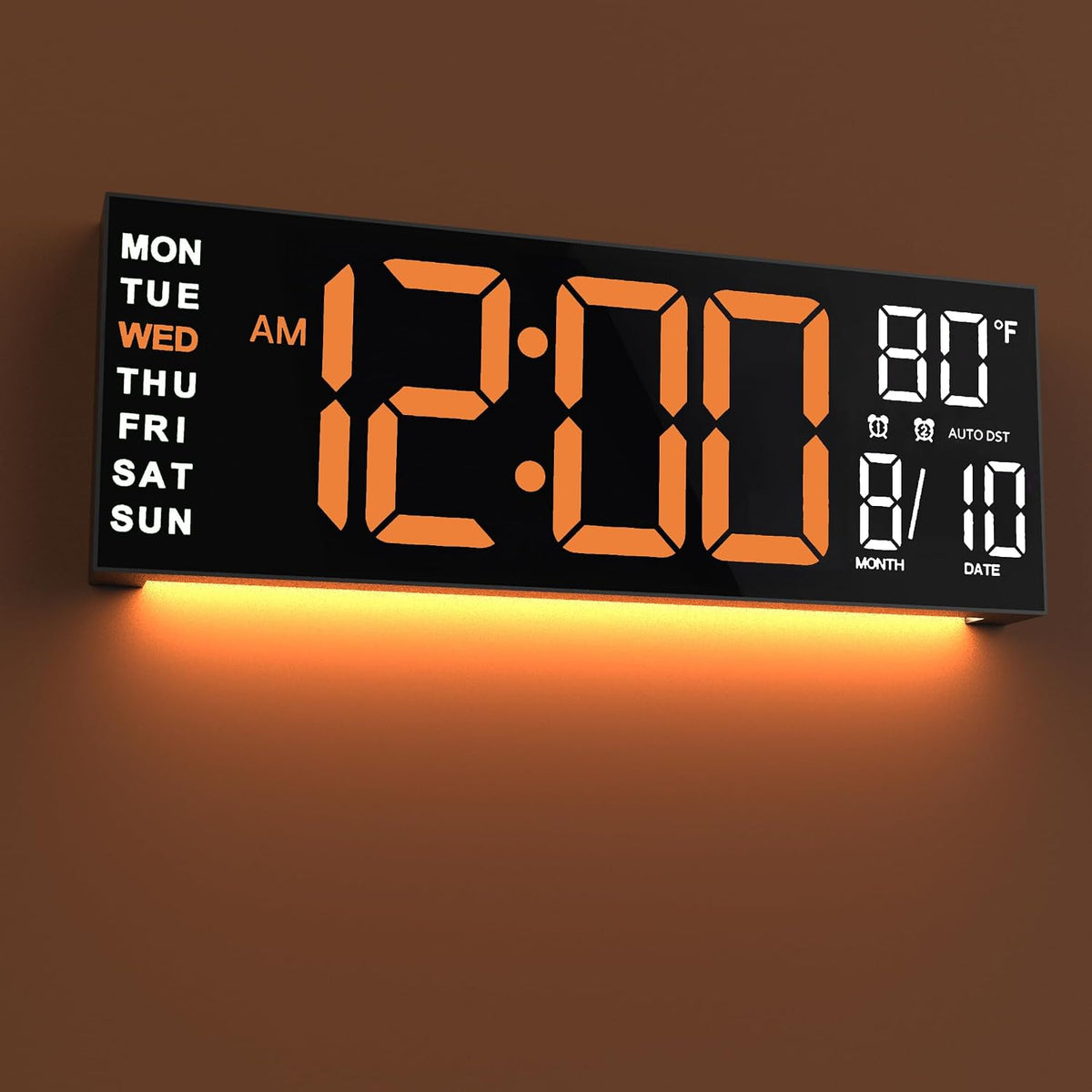 JALL 16" Large Digital Wall Mount Clock, Count Down Timer, Big LED, RGB Color