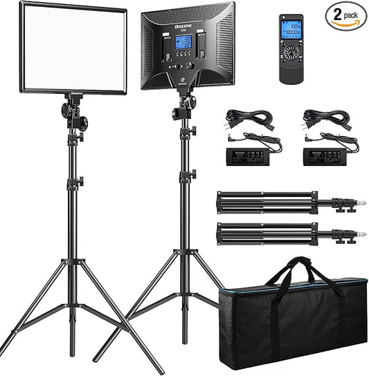 Dazzne D50 LED Video Light Panel Lights 15.4", 2 Packs 45W 3000K-8000K Bi-Color by Dazzne
