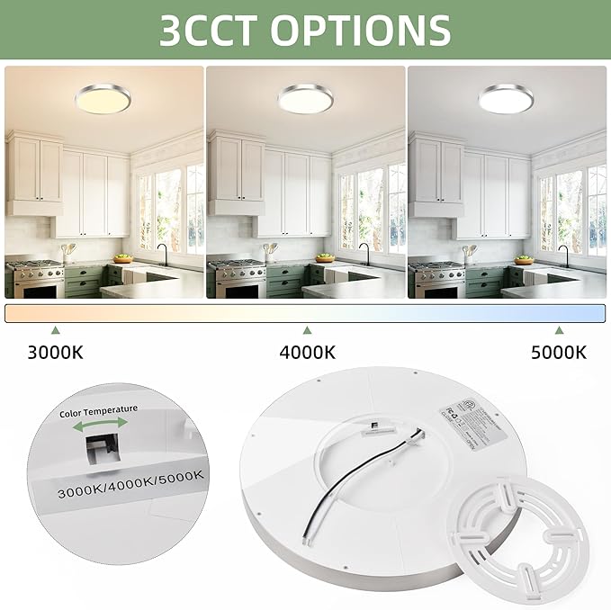 hykolity 2 Pack 12 Inch Selectable CCT LED Round Flat Panel Light, 24W - Image 3
