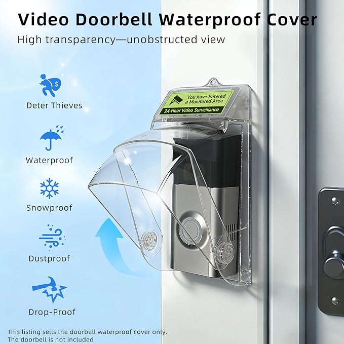 Dgyezhao Clear Outdoor Plastic Flip Doorbell Rain Cover, Camera Cover protector - Image 3