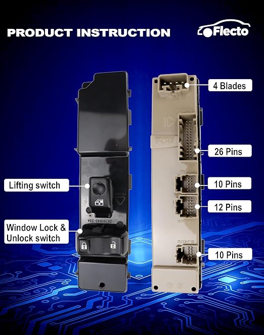 Flecto Power Window Switch Front Passenger Side 19115820 - Image 3