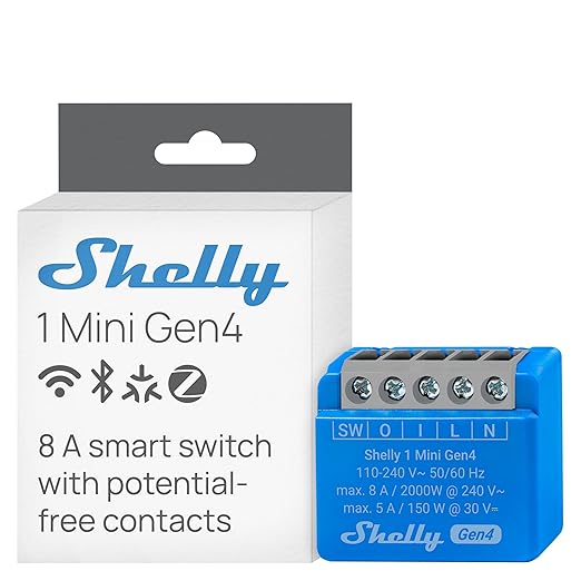 Shelly 1 Mini Gen4 | Wi-Fi, Zigbee & Matter Smart Relay Switch by Shelly