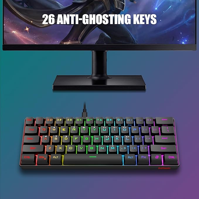 RedThunder 60% Gaming Keyboard and Mouse Combo, Ultra-Compact 61 Keys RGB - Image 4