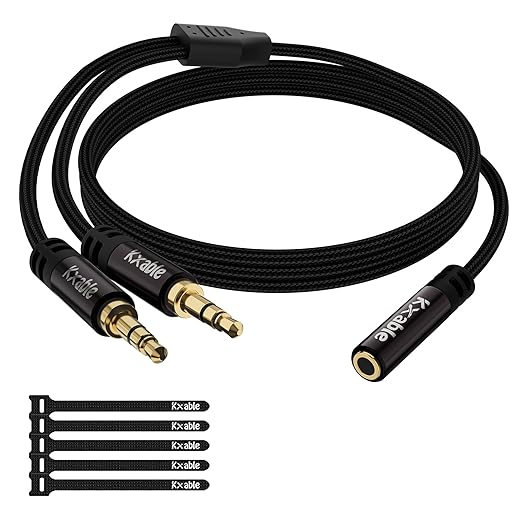 Kxable 1/8 Inch TRS Stereo Y Splitter Cable 3FT, 3.5mm Female to 2-Male by Kxable