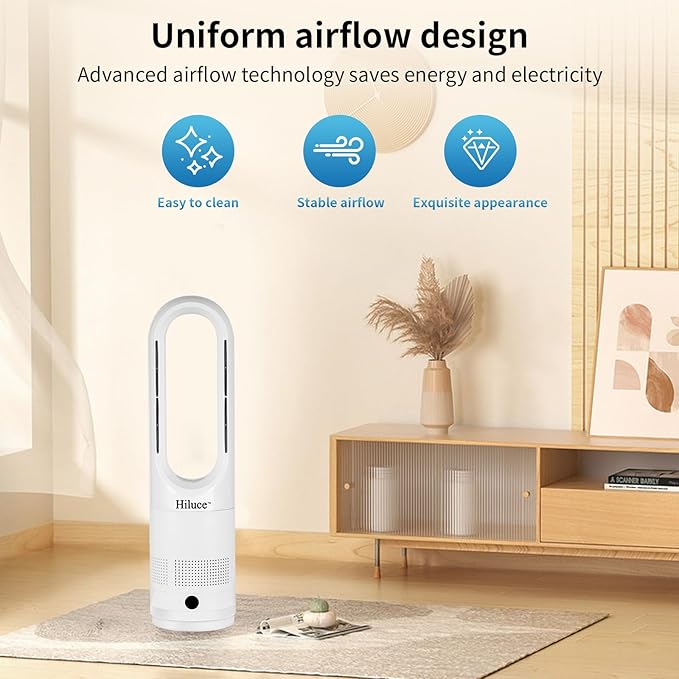 Hiluce Bladeless Fan for Bedroom, Tower Cooling Fan, 20dB Quiet, Standing Fans - Image 3