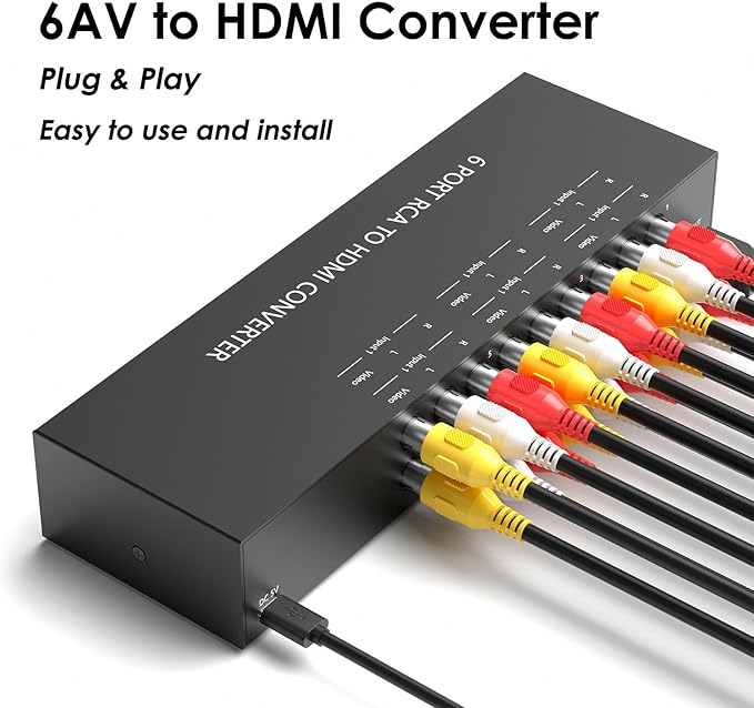 Arector 6 Port RCA to HDMI, 1080P/720P 6 Way AV to HDMI Converter Composite - Image 2