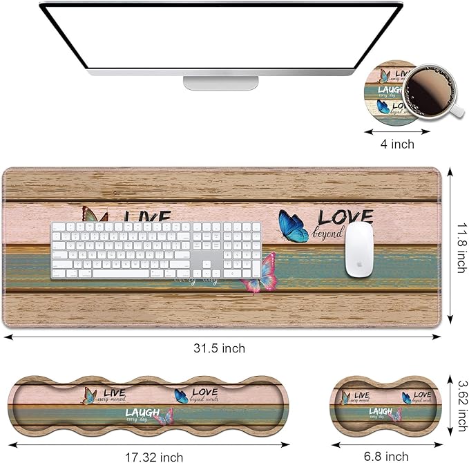 Ergonomic Keyboard Wrist Rest & Mouse Pad Wrist Rest Set, Large XXL Gaming Desk - Image 2