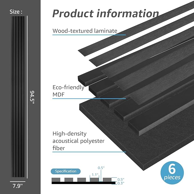 Art3d 6-Piece Wood Slat Acoustic Panels - Image 4