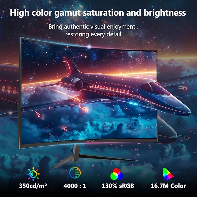 Z-Edge 27 inch Curved Gaming Monitor, FHD 1080P 240Hz 280Hz Curved 1500R - Image 4