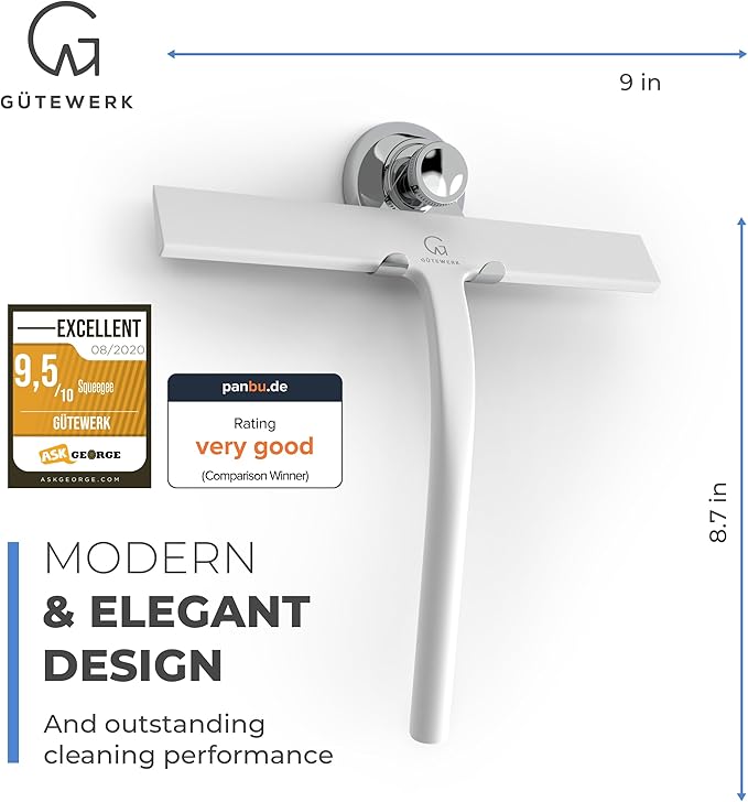 GÜTEWERK Shower Squeegee for Glass Doors, Silicone Window Squeegee, Bathroom - Image 3