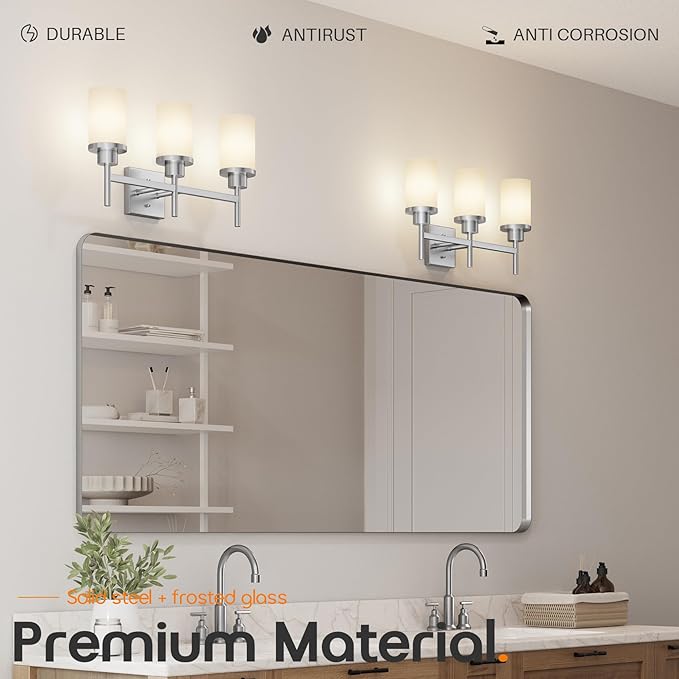 AONEON Bathrom Light Fixtures Brushed Nickel 3-Light - Image 6