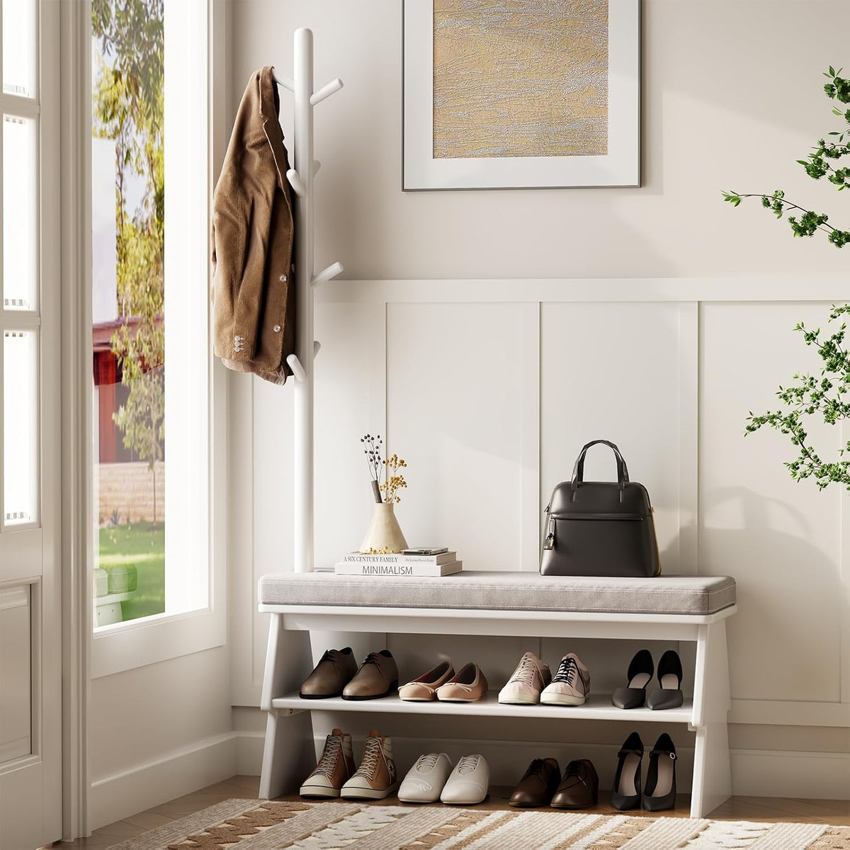 coat rack with shoe storage, shoe rack with, main product view