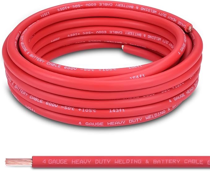 Shirbly 4 Gauge Battery Cable, 30FT Red 4 AWG Pure Copper Wire Welding Cable by Shirbly
