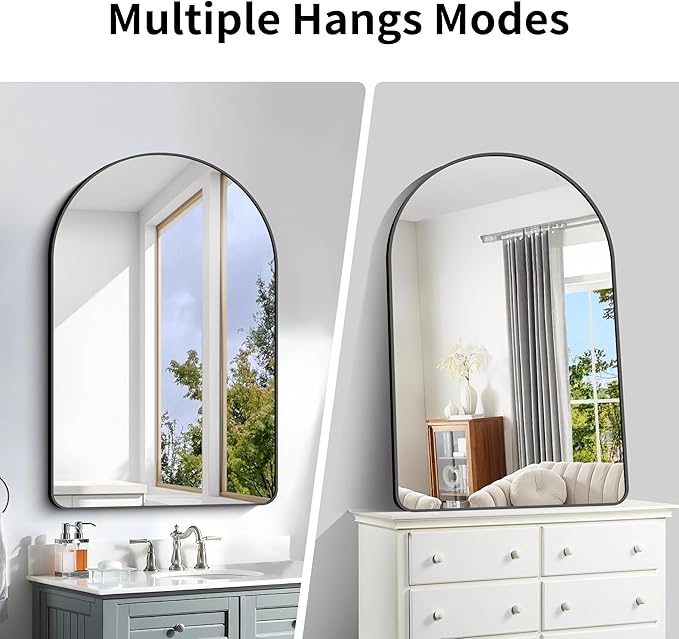 Arched Bathroom Mirror, Wall Mounted Mirror, Living Room, Hanging or Leaning - Image 3