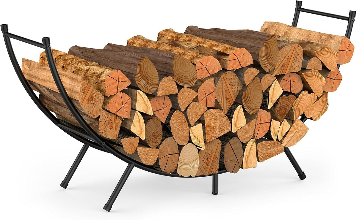 curved firewood rack,48 in powder-coated log holder for, main product view