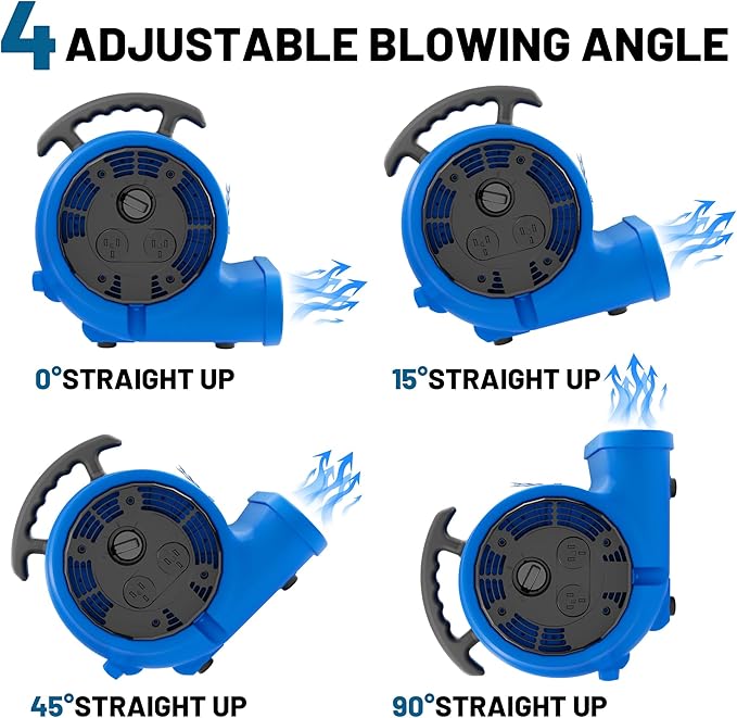 BSMTEK Air Mover Blower Fan, Industrial 1/2HP 2500CFM Monster Floor Blower - Image 3