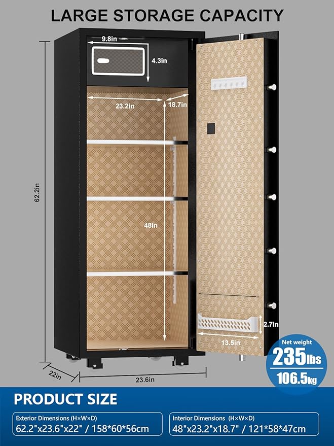 TIGERKING 17.6 Cu Ft Extra Large Home Security Safe – Touchscreen Lock - Image 2