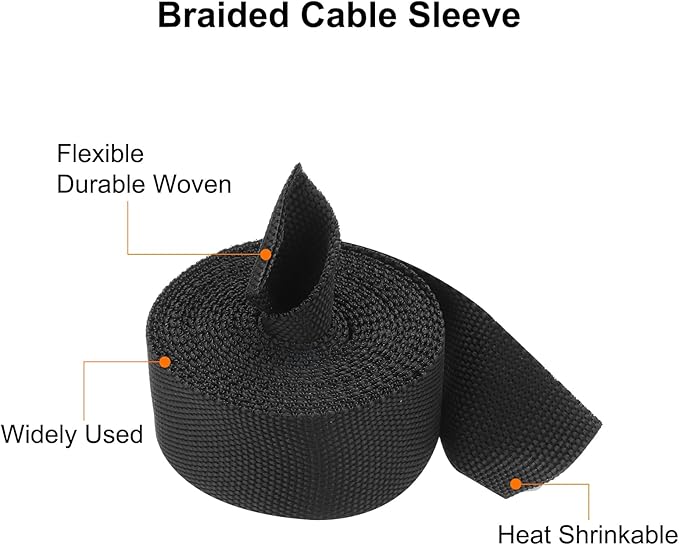 MECCANIXITY Braided Cable Sleeves Heat Shrinkable Fabric Sleeving, 7/8" 10ft - Image 4
