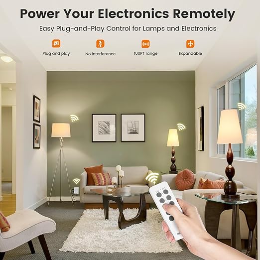 SURAIELEC Remote Control Outlet, Wireless Remote Light Switch, 100 FT, - Image 2
