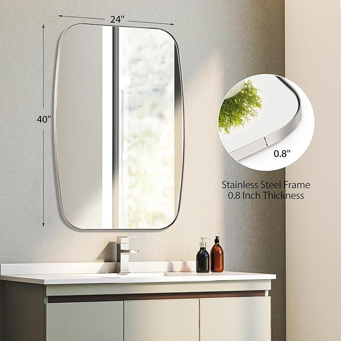Brushed Nickel Bathroom Mirror, Living Room - Image 3