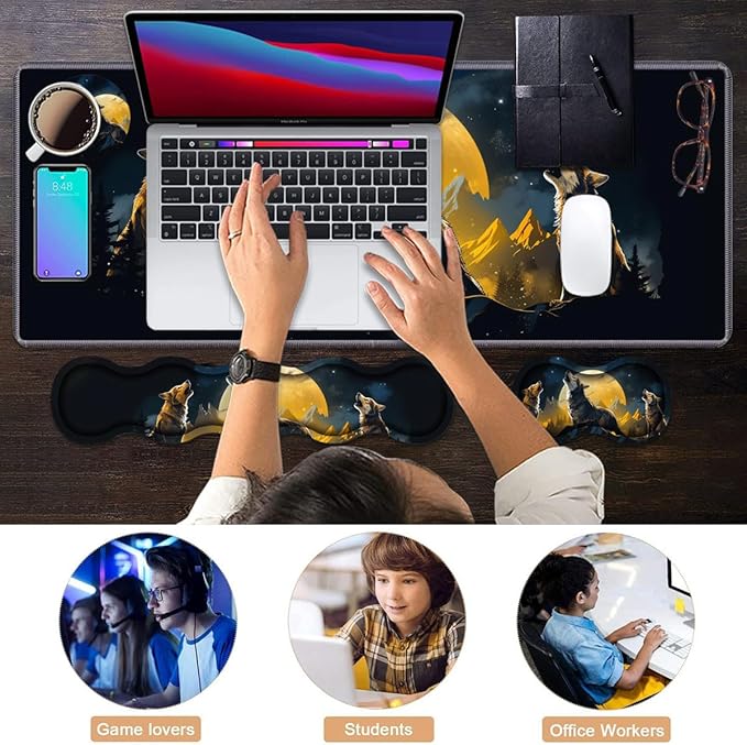 Ergonomic Keyboard Wrist Rest & Mouse Pad Wrist Rest Set, Large XXL Gaming Desk - Image 7