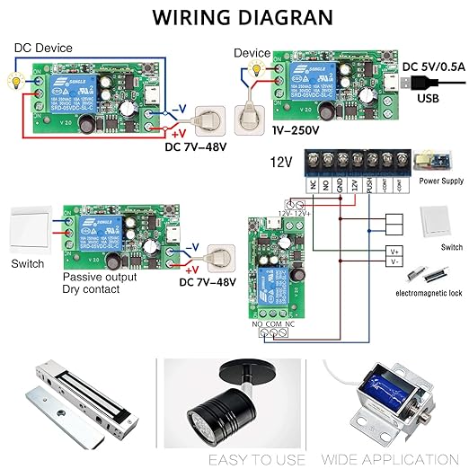 DieseRC 1 Channel WiFi Smart Switch, DC 5V 12V 24V 36V Passive Output Relay - Image 7