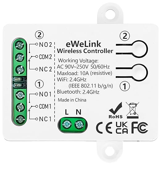 DieseRC 2 Channels WiFi Smart Switch, AC 90V-250V 220V Passive Output Relay by DieseRC