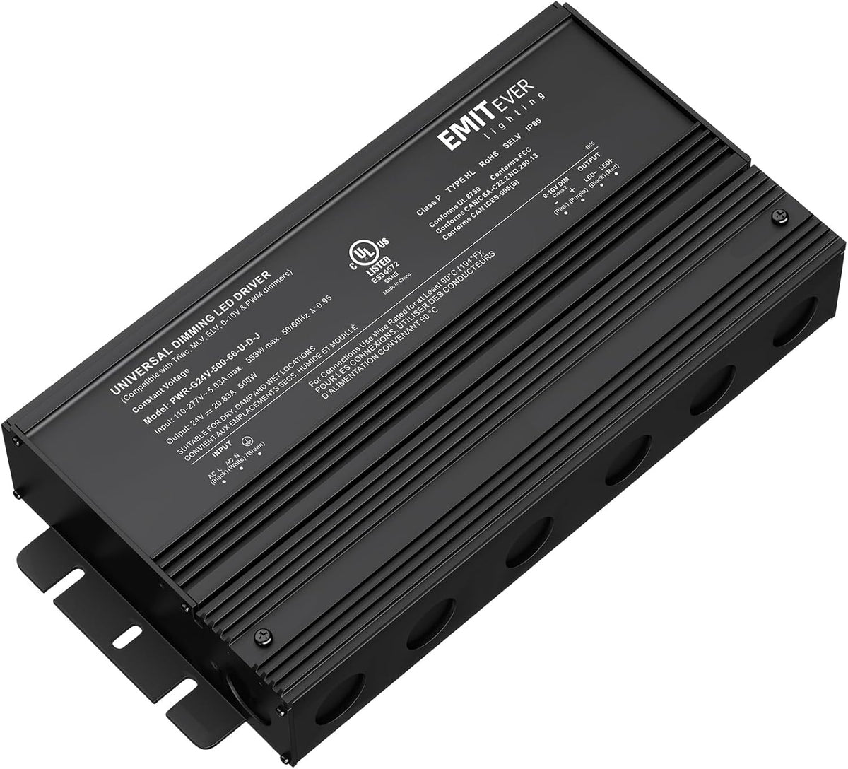 EMITEVER Dimmable Led Driver, 500W AC 110V-277V to DC 24V Transformer, 5-in-1