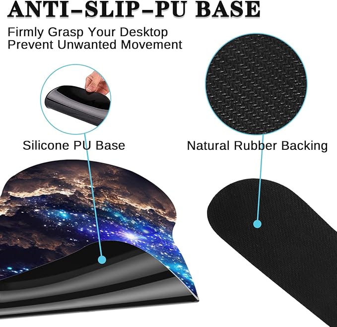 Britimes Moon Space Night Keyboard Mouse Pad Set Blue Cute Cloud 4in1 Large - Image 8