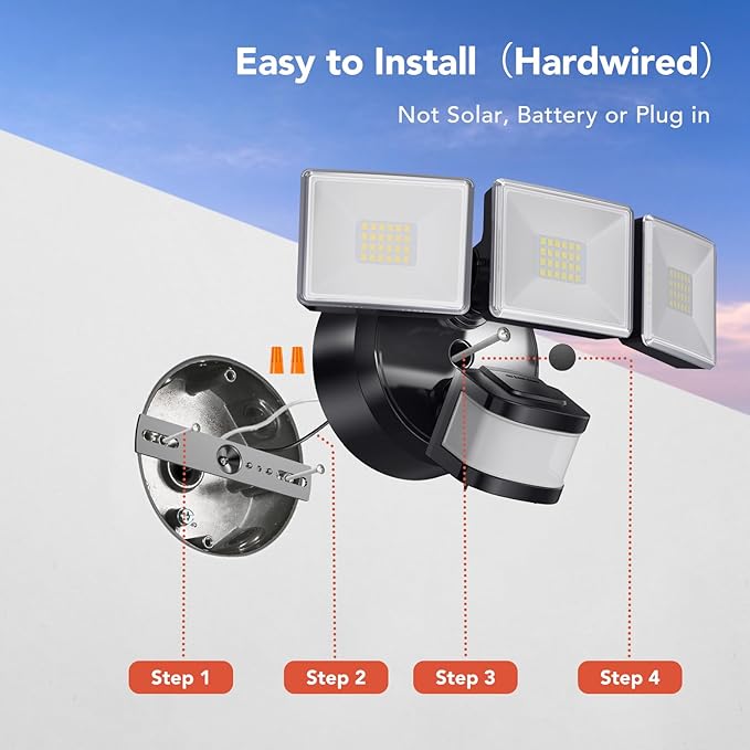 OREiN 2 Pack Motion Sensor Outdoor Flood Light, 30W 4500LM LED Security Light - Image 6