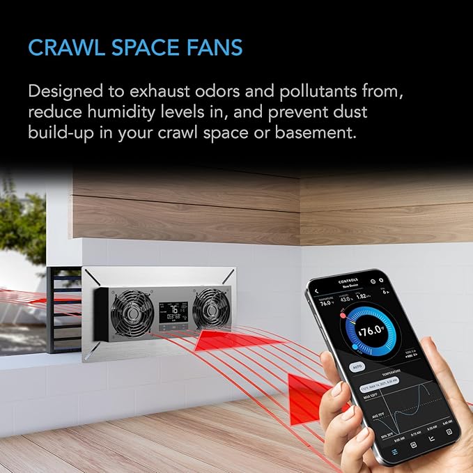 AC Infinity AIRTITAN T8, Crawlspace Basement Ventilator Fan, - Image 2